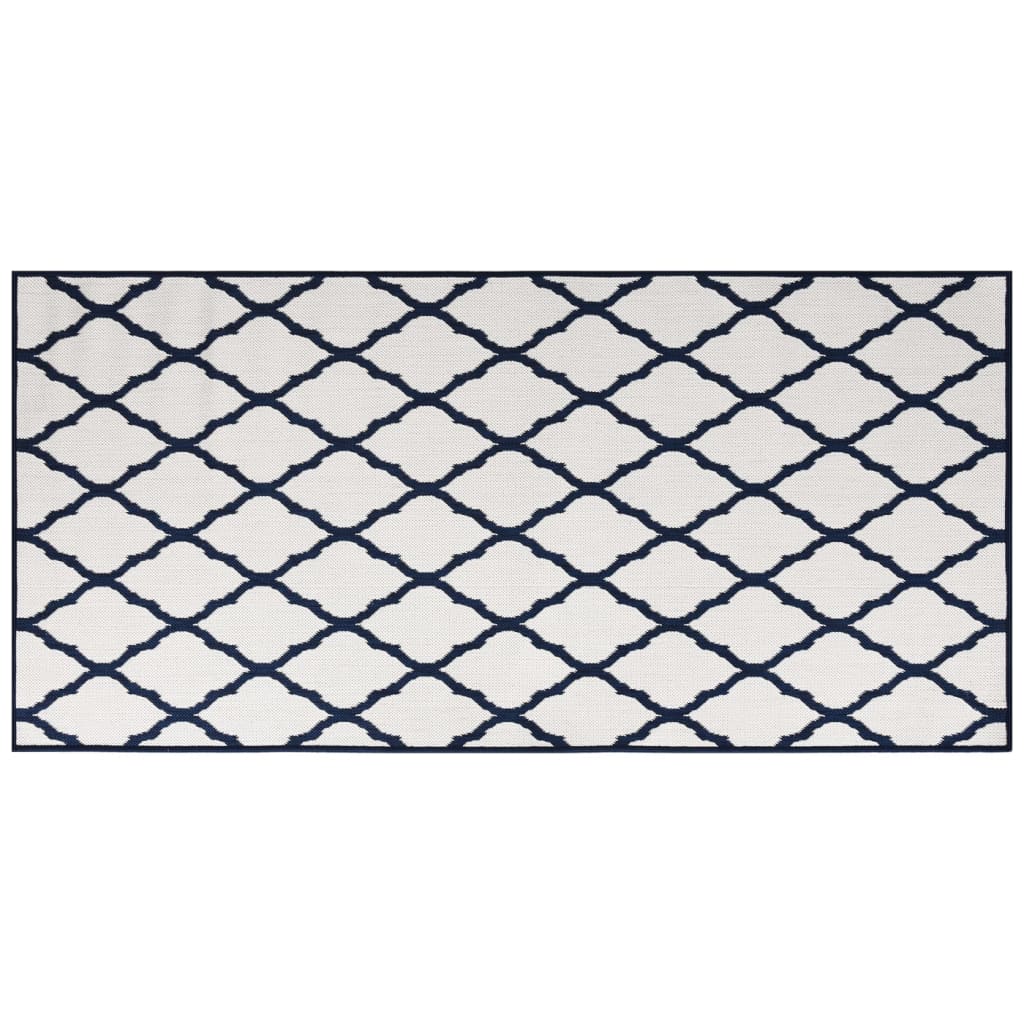 Tappeto da Esterno Navy e Bianco 100x200 cm Design Reversibile 364784