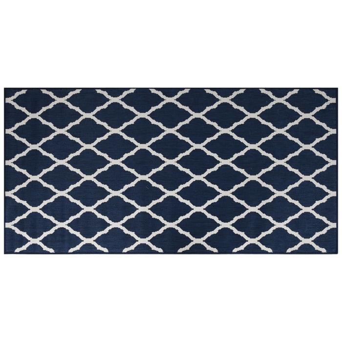 Tappeto da Esterno Navy e Bianco 100x200 cm Design Reversibile 364784