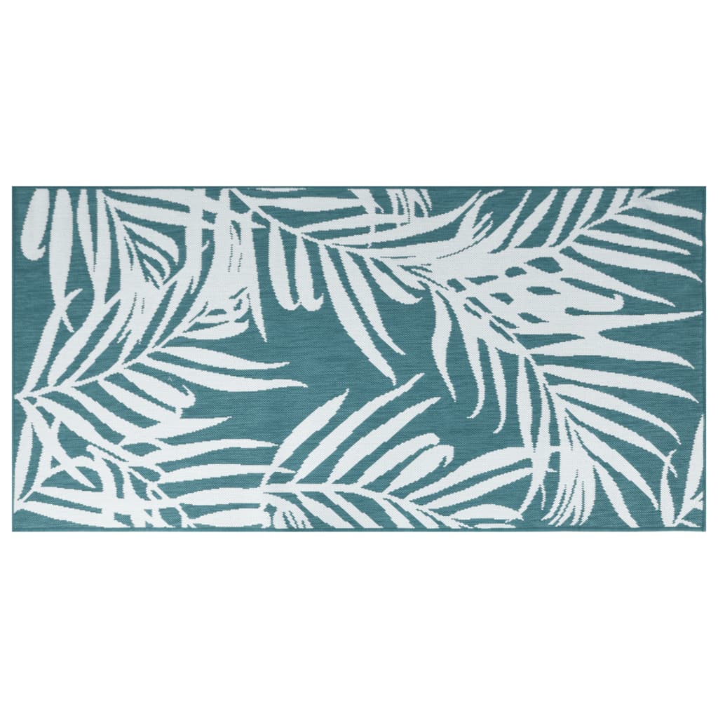 Tappeto da Esterno Aqua e Bianco 100x200 cm Design Reversibile 364787