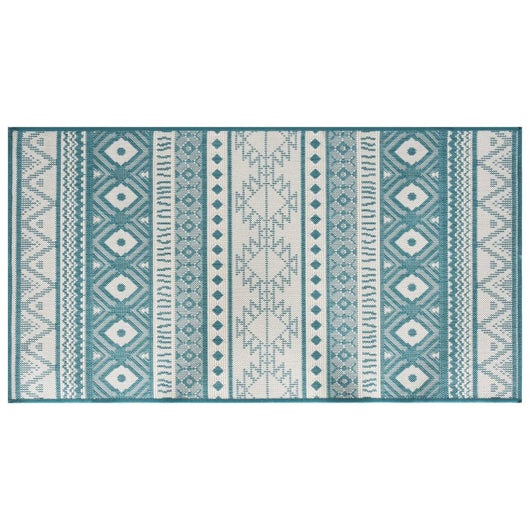 Tappeto da Esterno Aqua e Bianco 80x150 cm Design Reversibile 364791