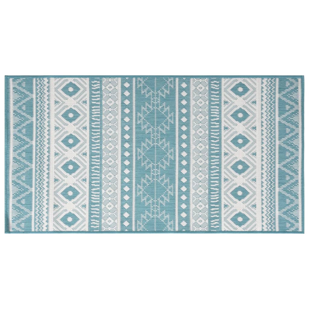 Tappeto da Esterno Aqua e Bianco 80x150 cm Design Reversibile 364791