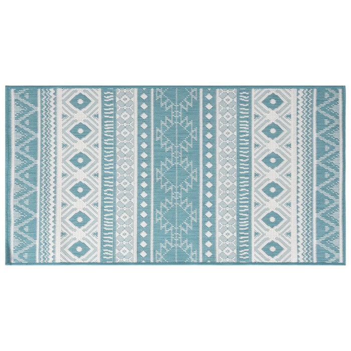 Tappeto da Esterno Aqua e Bianco 80x150 cm Design Reversibile 364791