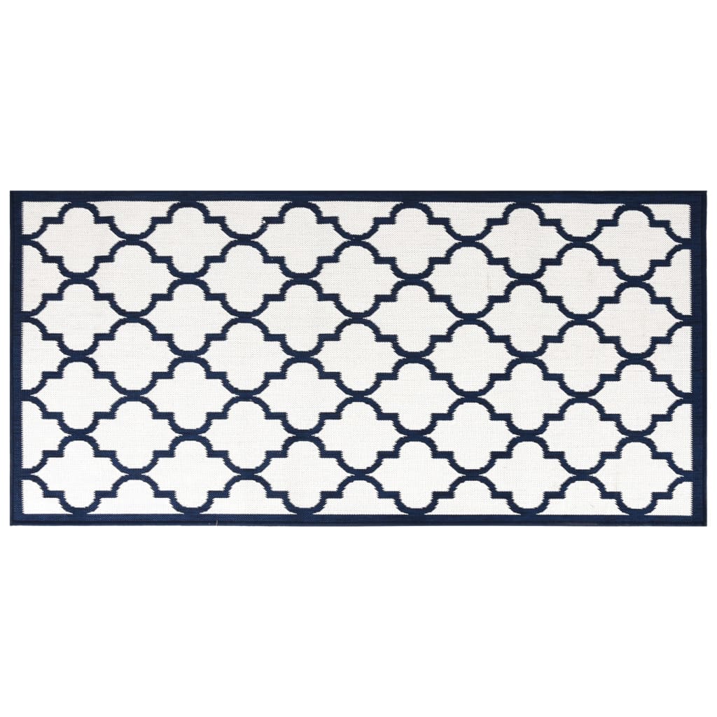 Tappeto da Esterno Navy e Bianco 80x150 cm Design Reversibile 364800