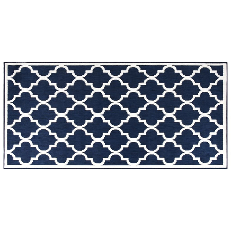 Tappeto da Esterno Navy e Bianco 80x150 cm Design Reversibile 364800