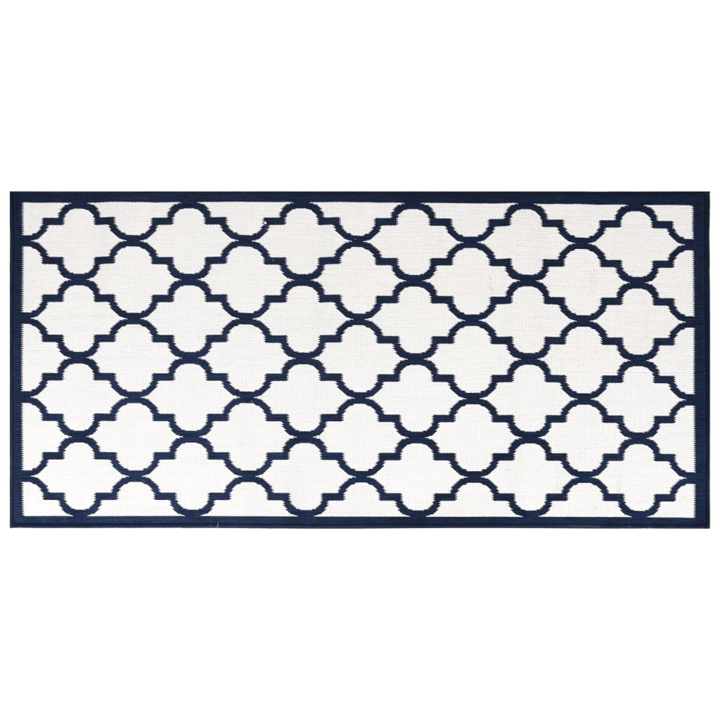 Tappeto da Esterno Navy e Bianco 100x200 cm Design Reversibile 364802