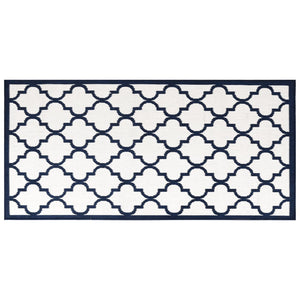 Tappeto da Esterno Navy e Bianco 100x200 cm Design Reversibile 364802