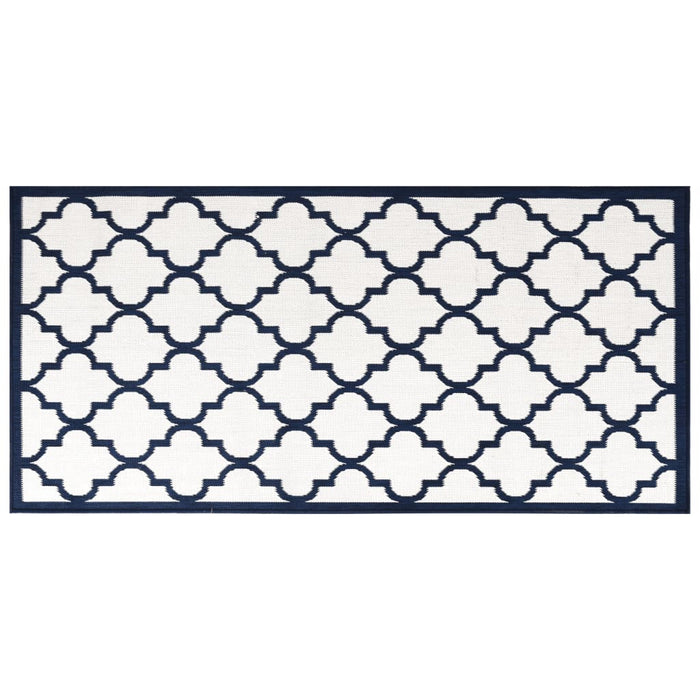 Tappeto da Esterno Navy e Bianco 100x200 cm Design Reversibile 364802