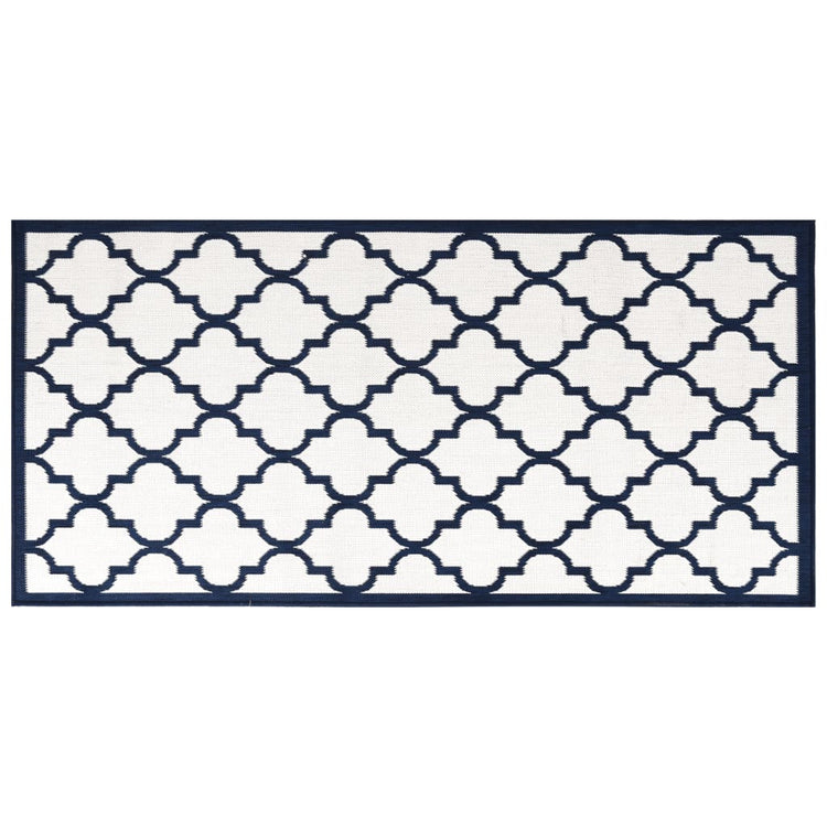 Tappeto da Esterno Navy e Bianco 100x200 cm Design Reversibile 364802