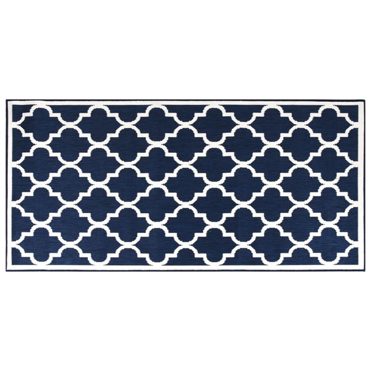 Tappeto da Esterno Navy e Bianco 100x200 cm Design Reversibile 364802