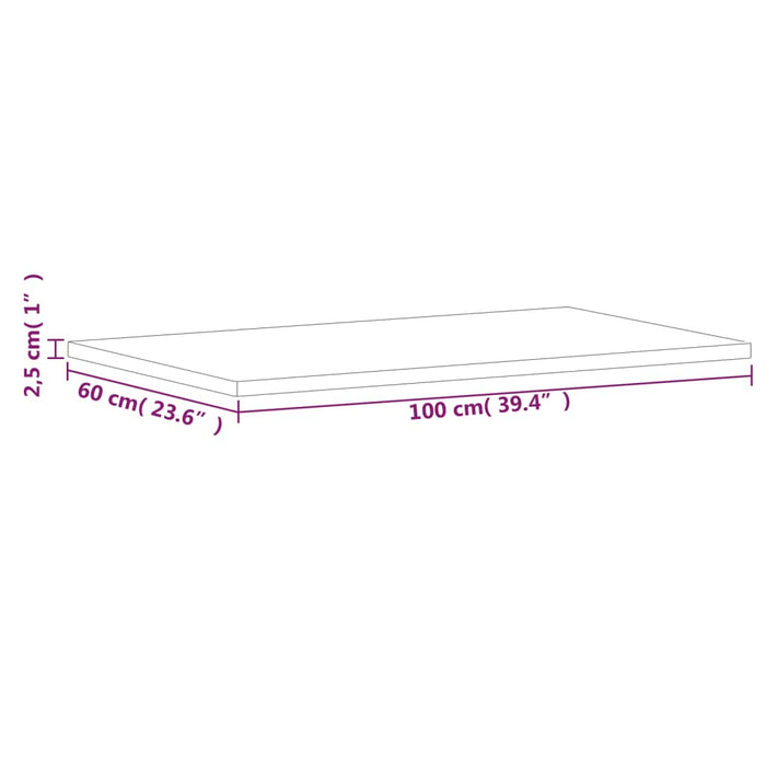 Piano Tavolo 100x60x2,5cm Rettangolare Legno Massello di Faggio 3188885