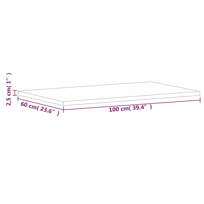 Piano Tavolo 100x60x2,5cm Rettangolare Legno Massello di Faggio 3188896