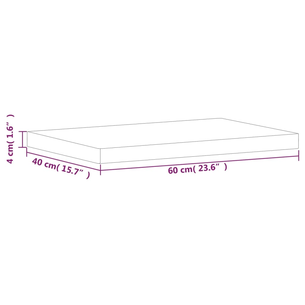 Piano Tavolo 60x40x4cm Rettangolare Legno Massello di Faggio 3188899