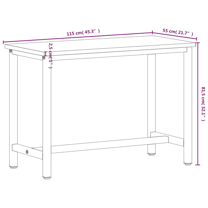 Banco da Lavoro 115x55x81,5 cm Legno Massello Faggio e Metallo 3188904