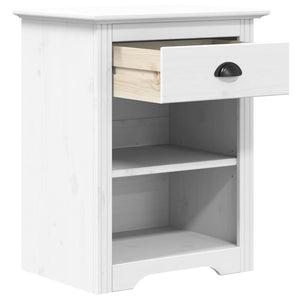 Comodino BODO 53x38,5x66 cm in Legno Massello di Pino Bianco 355053