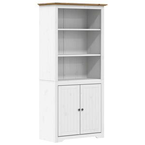 Libreria BODO 80x40x172 cm Legno Massello Pino Bianco e Marronecod mxl 78289