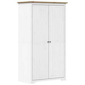 Armadio BODO 101x52x176,5 cm Legno Massello Pino Bianco Marronecod mxl 80267