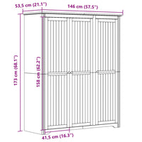 Armadio BODO 151,5x52x176,5 cm in Legno Massello di Pino Bianco 355062