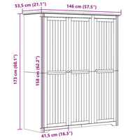 Armadio BODO 151,5x52x176,5 cm Massello Pino Bianco e Marrone 355063