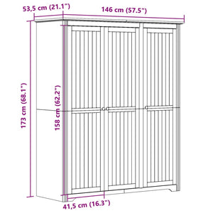 Armadio BODO 151,5x52x176,5 cm Massello Pino Bianco e Marrone 355063