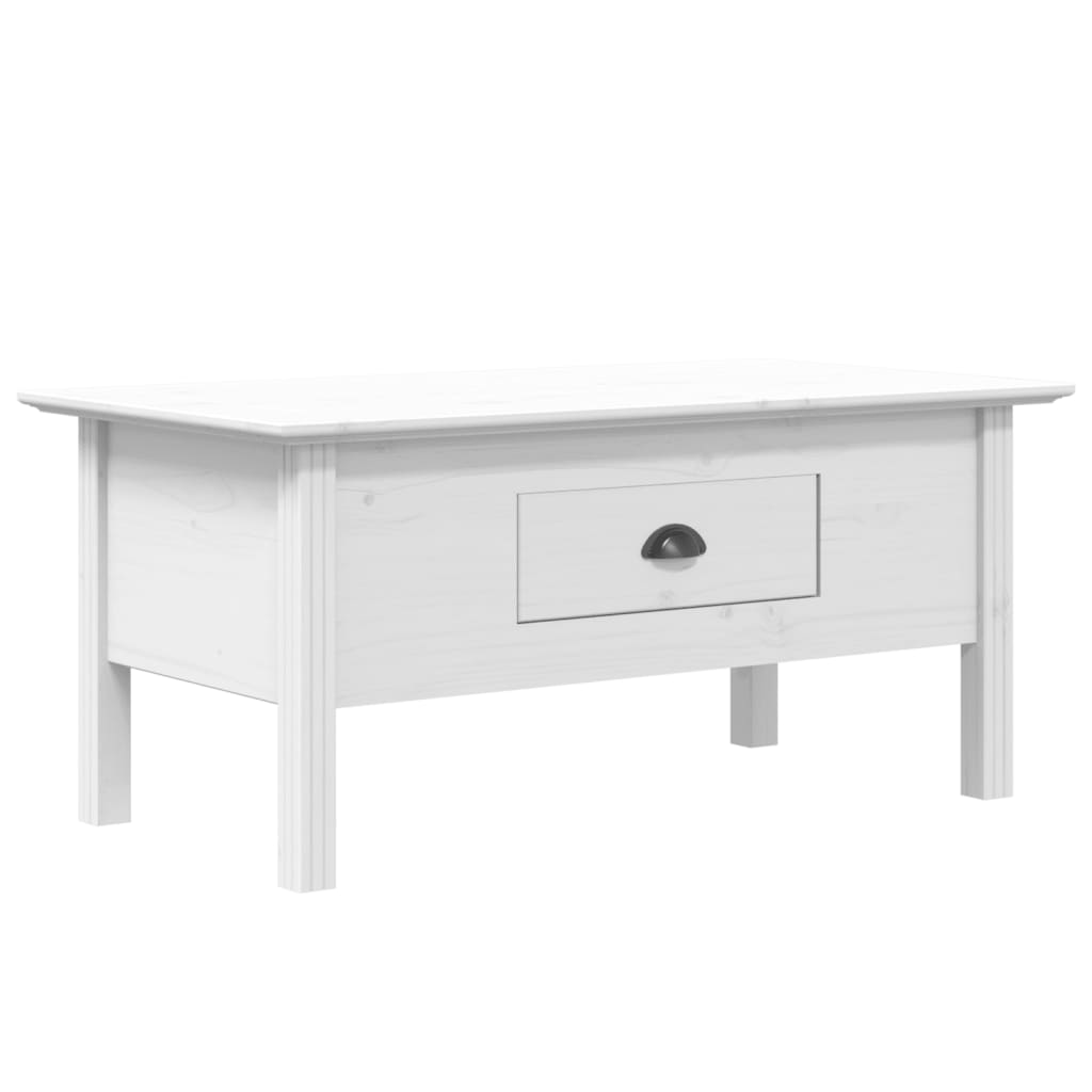 Tavolino da Salotto BODO 100x55x45cm Legno Massello Pino Bianco 355068