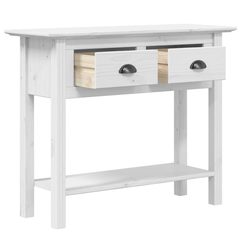 Tavolo Consolle BODO 90x34,5x73 cm Legno Massello Pino Bianco 355071