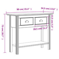 Tavolo Consolle BODO 90x34,5x73 cm Legno Massello Pino Bianco 355071