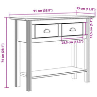 Tavolo Consolle BODO 90x34,5x73 cm Legno Massello Pino Marrone 355072