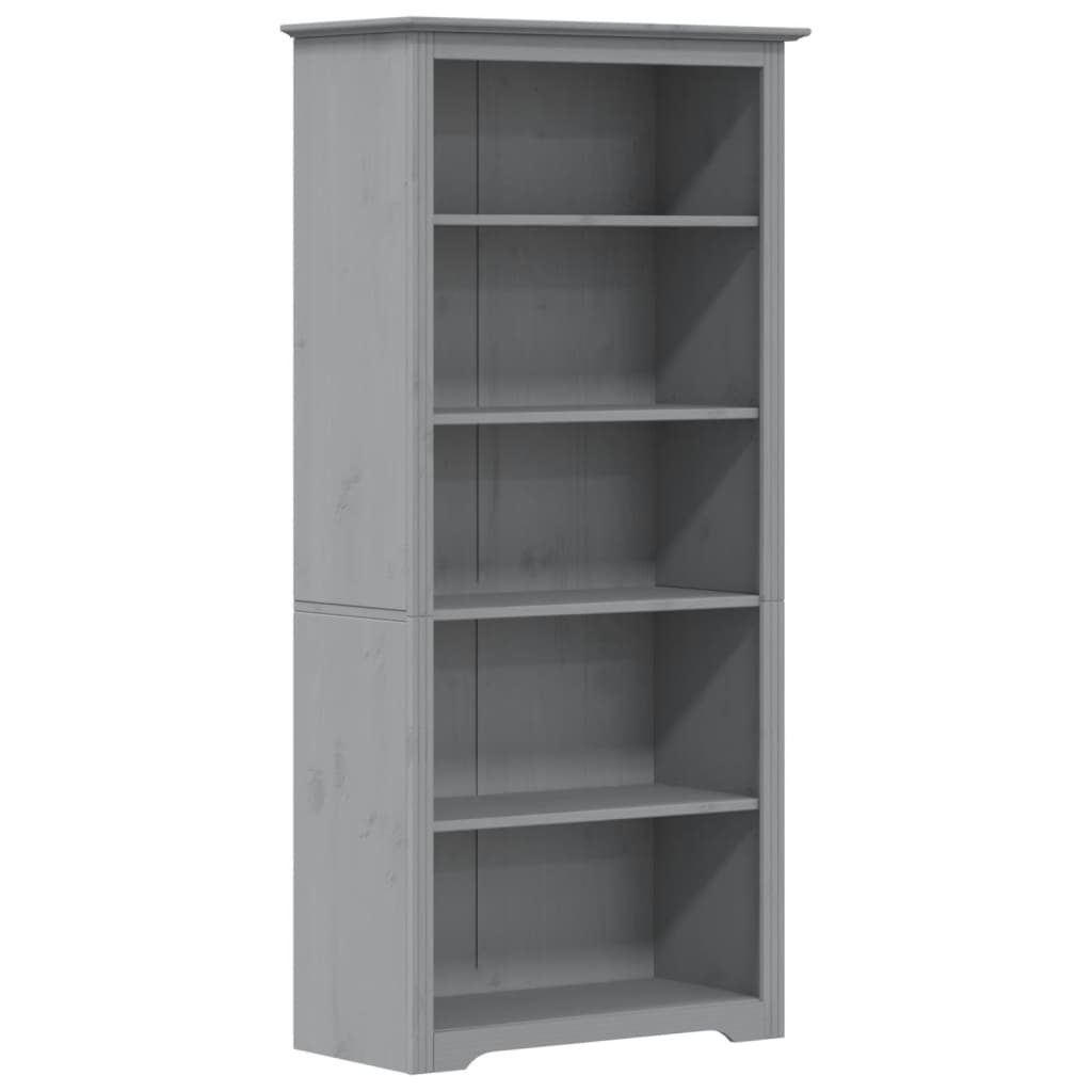 Libreria BODO 5 Ripiani 80x38x180 cm Legno Massello Pino Grigia 355082