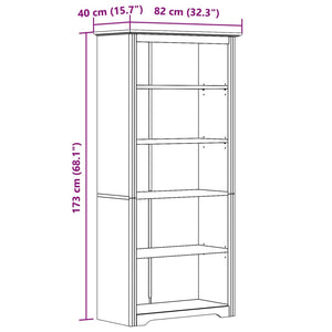 Libreria BODO 5 Ripiani 80x38x180 cm Legno Massello Pino Grigia 355082