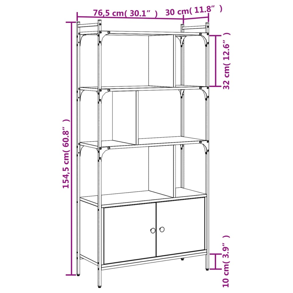 Libreria Ante Rovere Sonoma 76,5x30x154,5 cm Legno Multistrato 833349