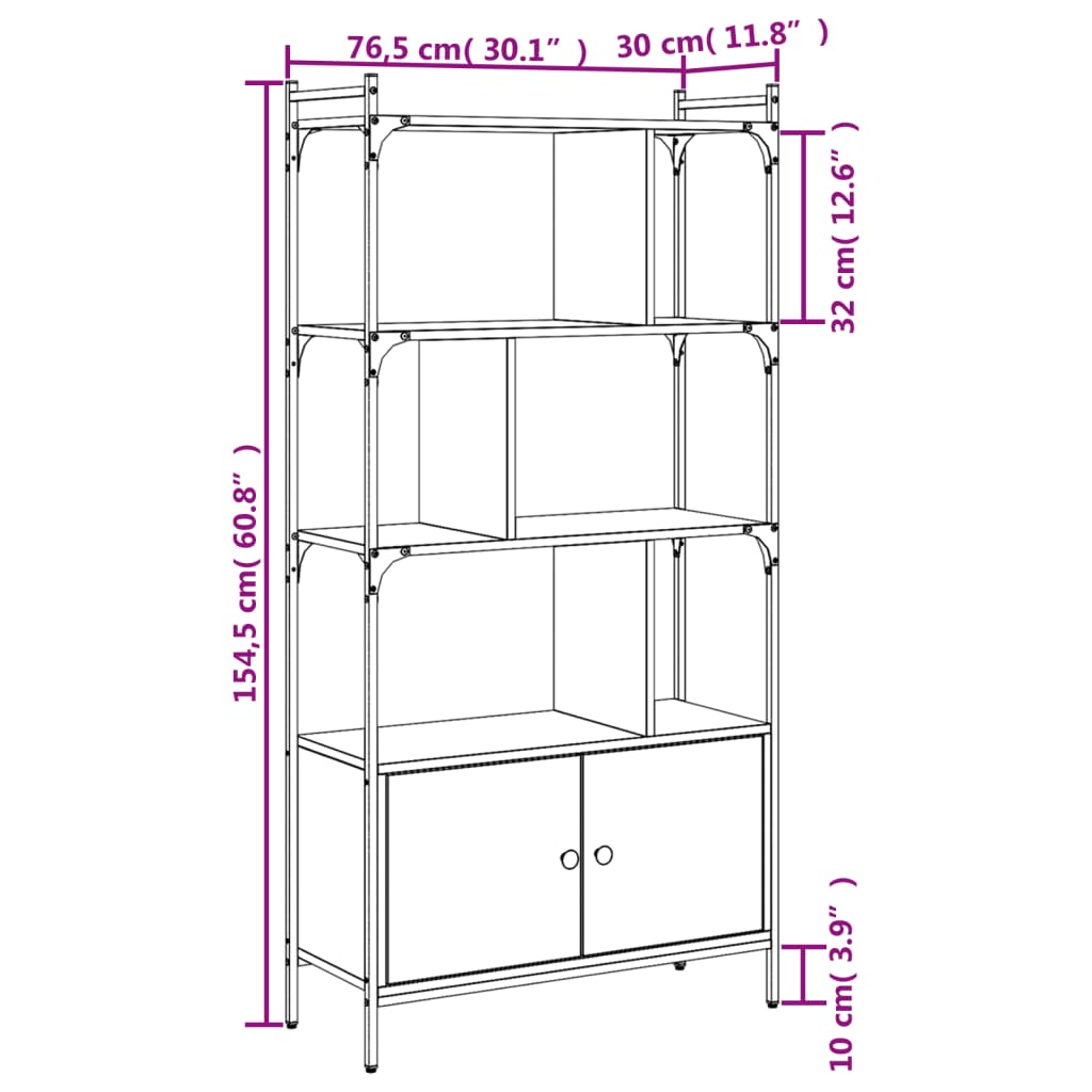 Libreria Ante Grigio Sonoma 76,5x30x154,5 cm Legno Multistrato 833351