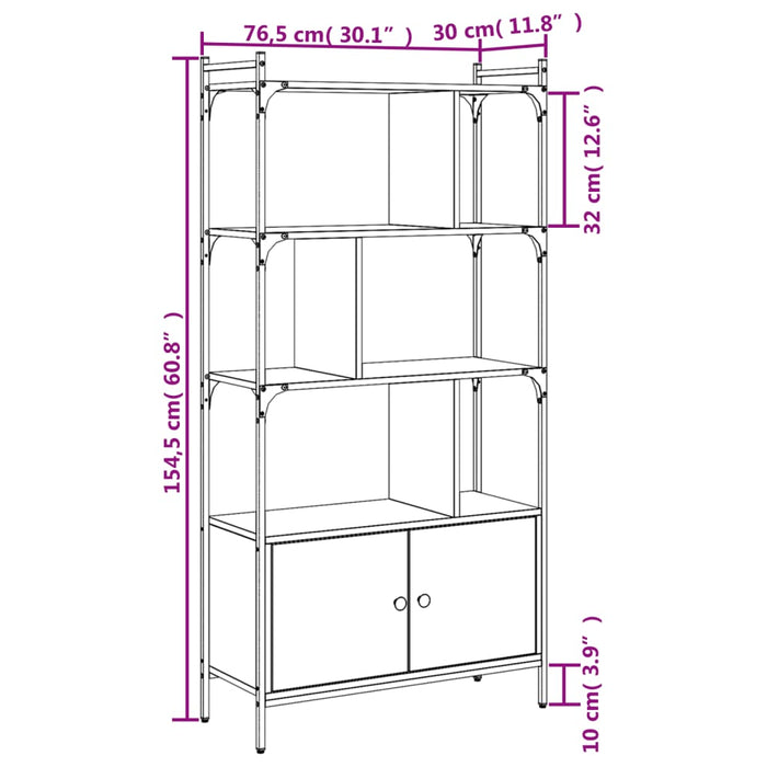 Libreria Ante Grigio Sonoma 76,5x30x154,5 cm Legno Multistrato 833351