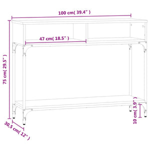 Tavolino Consolle Nero 100x30,5x75 cm in Legno Multistrato 833388