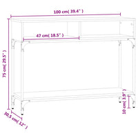 Tavolino Consolle Rovere Fumo 100x30,5x75cm Legno Multistrato 833390