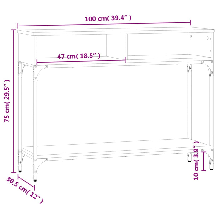 Tavolino Consolle Rovere Fumo 100x30,5x75cm Legno Multistrato 833390