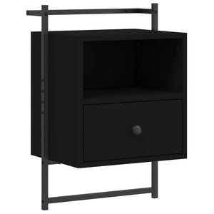 Comodino a Muro Nero 40x30x61 cm Legno Multistrato 833433