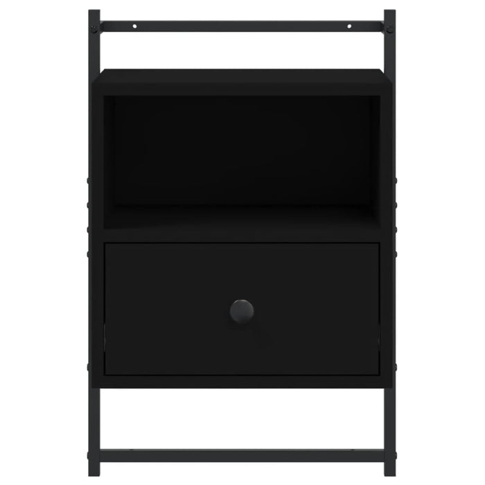 Comodino a Muro Nero 40x30x61 cm Legno Multistrato 833433