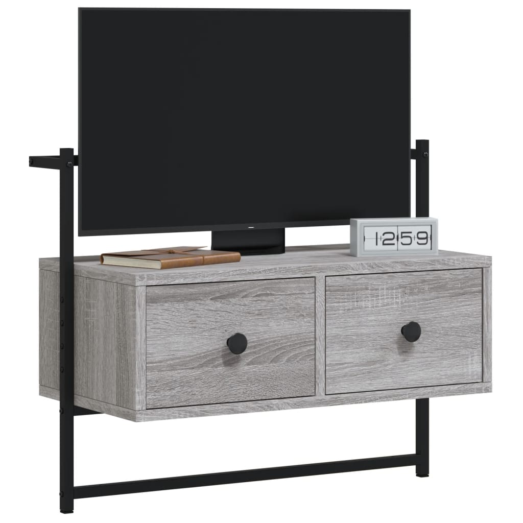 Mobile TV a Muro Grigio Sonoma 60,5x30x51 cm Legno Multistrato 833456