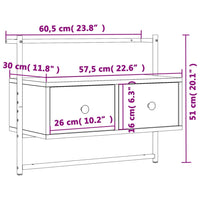 Mobile TV a Muro Rovere Marrone 60,5x30x51 cm Legno Multistrato 833457