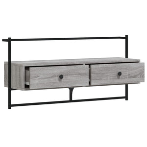 Mobile TV a Muro Grigio Sonoma 100,5x30x51 cm Legno Multistrato 833461