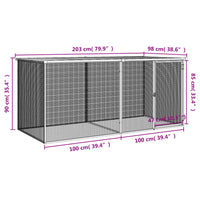 Gabbia Polli con Tetto Antracite 203x98x90 cm Acciaio Zincato 3189049