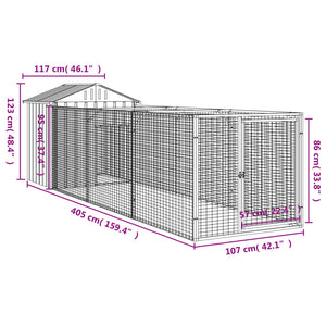 Casetta Cani con Tetto Antracite 117x405x123 cm Acciaio Zincato 3189059