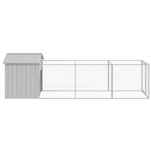 Casetta Cani Tetto Grigio Chiaro 117x405x123 cm Acciaio Zincato 3189064