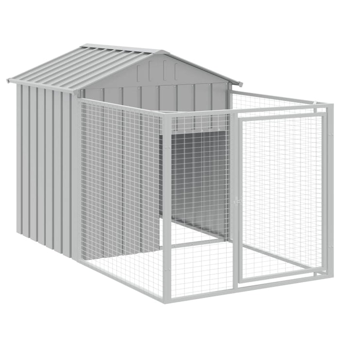 Casetta Cani Tetto Grigio Chiaro 117x405x123 cm Acciaio Zincato 3189064