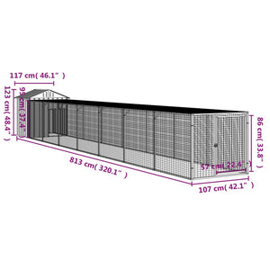 Pollaio con Area Corsa Antracite 117x813x123 cm Acciaio Zincato 3189071