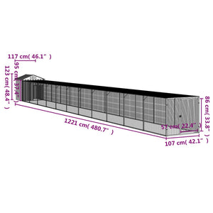 Pollaio Area Corsa Grigio Chiaro 117x1221x123cm Acciaio Zincato 3189078