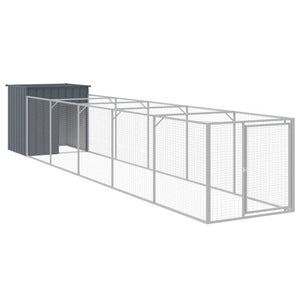 Casetta Cani con Corsa Antracite 110x609x110 cm Acciaio Zincato 3189080