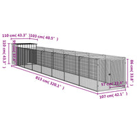 Casetta Cani Corsa Grigio Chiaro 110x813x110 cm Acciaio Zincato 3189086