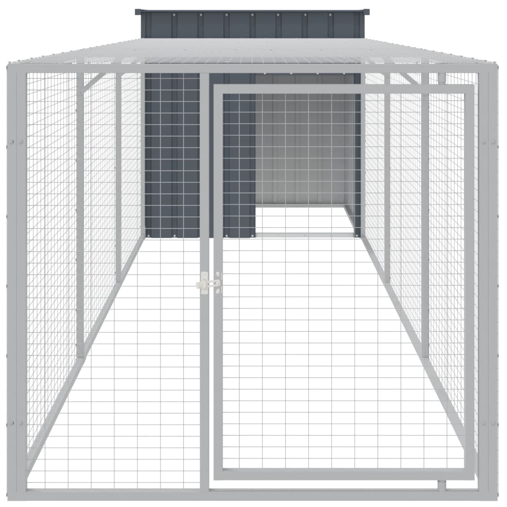 Pollaio con Area Corsa Antracite 110x405x110 cm Acciaio Zincatocod mxl 93806