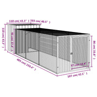 Pollaio con Area Corsa Antracite 110x405x110 cm Acciaio Zincato 3189089